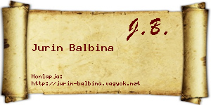 Jurin Balbina névjegykártya